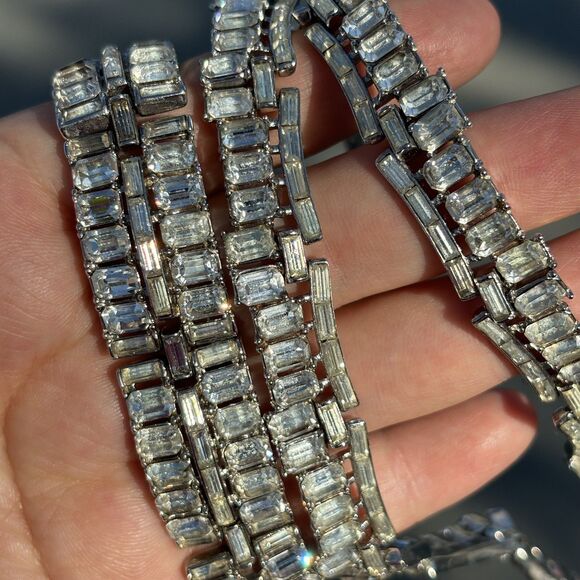 Vintage Trifari “Vanity Fair” Baguette Rhinestone Necklace & Bracelet Set READ - Picture 10 of 11